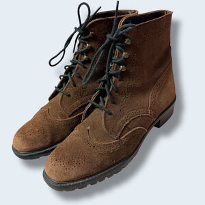 Eddie Bauer Brown Suede Lace Up Ankle Boots Women’s 8M Made USA